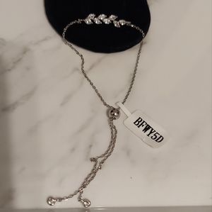 Diamond Leaf Chevron Silver Bracelet